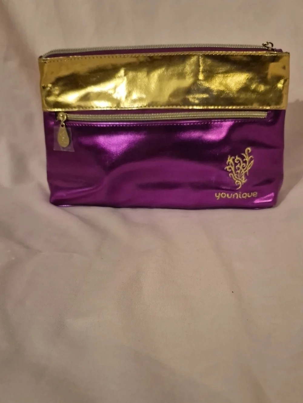 NWOT Younique Purple and Gold Cosmetic Pouch